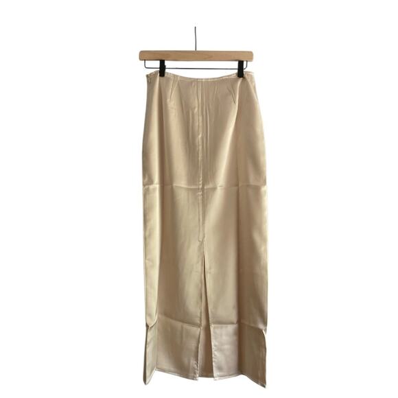 Backyard Roses Chloe Satin Maxi Skirt Silver or Pink Bias Cut Elegant S M L XL - Picture 1 of 4